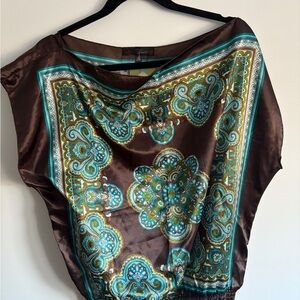 HeartSoul Brown and Teal Paisley Blouse